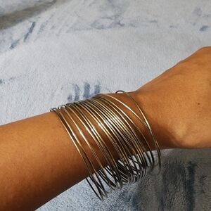 Set of Slim Metallic Bangles – Gold-Tone Stackable Bracelets